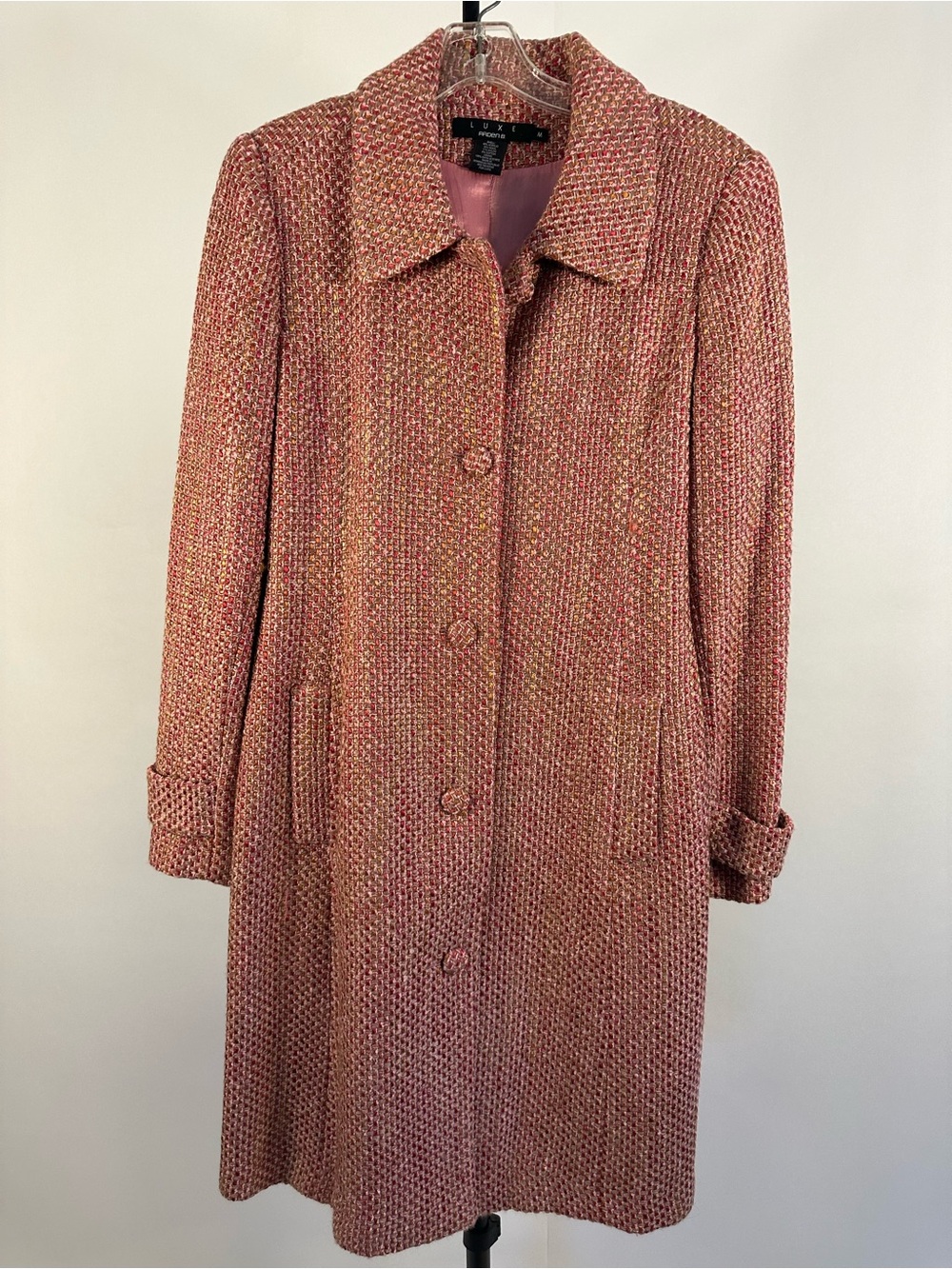 Vintage Luxe Arden B Pink Tweed Pea Coat